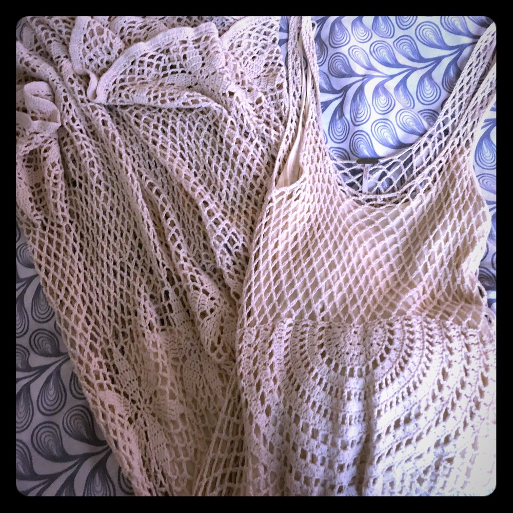 Bo-ho crochet, Free People midi dress with slip
